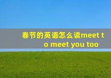 春节的英语怎么读meet to meet you too